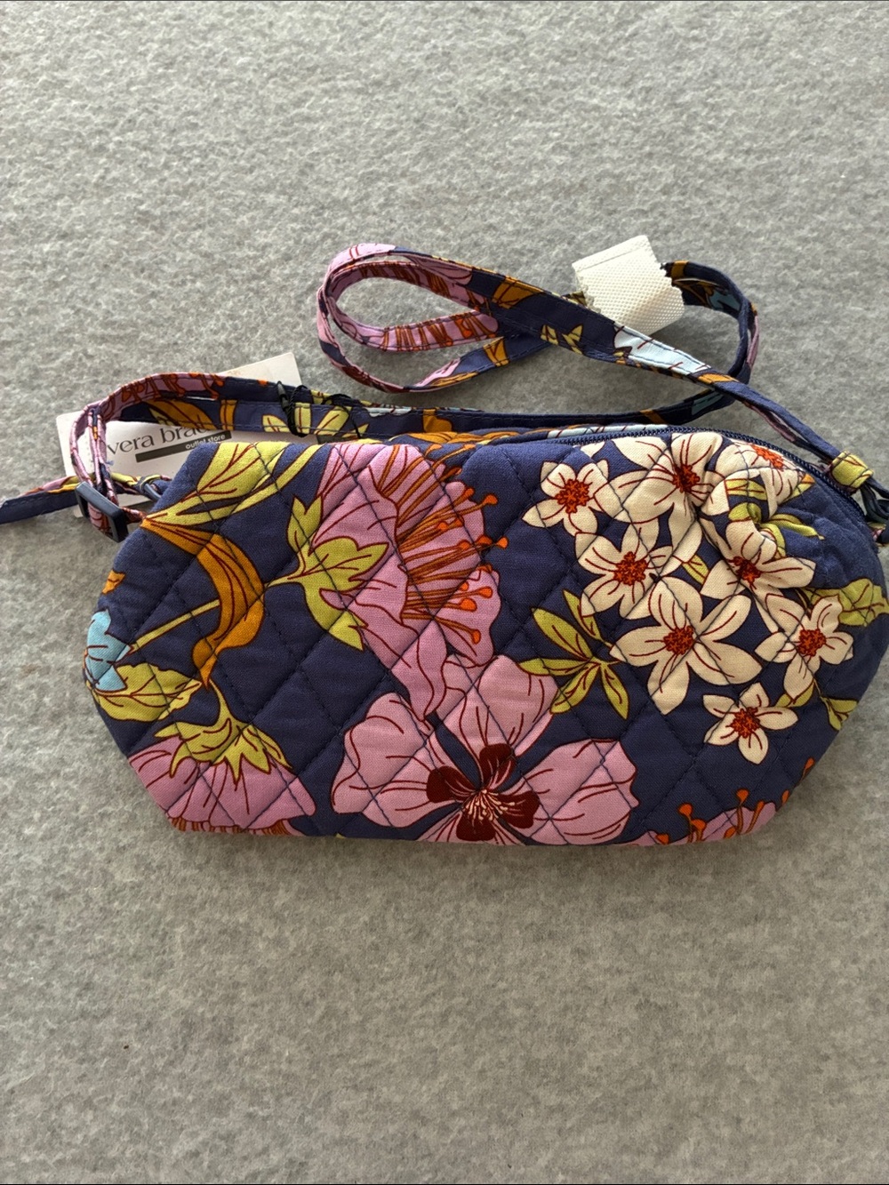 NWT Vera Bradley Coffee Garden Floral Quilted Camera Crossbody Bag